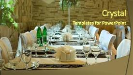  Presentation with dinner - Cool new slides with french cafe - table layout before a dinner backdrop and a tawny brown colored foreground