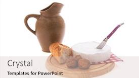  Presentation with camembert - Presentation design featuring french-camembert-cheese-wine-bread background and a lemonade colored foreground