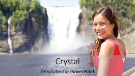  Presentation with falls - Slides with french canadian - chute montmorency falls quebec background and a light gray colored foreground