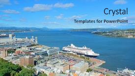  Presentation with old ship - Presentation design having french canadian - cruise ship and lower town background and a light blue colored foreground