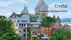  Presentation with canadian - Presentation design enhanced with french canadian - quebec city cityscape panorama background and a light blue colored foreground