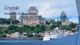  Presentation with dubai skyline on blue sky - Colorful presentation theme enhanced with french canadian - quebec city skyline over river backdrop and a light blue colored foreground
