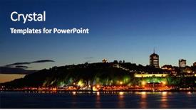  Presentation with washington dc city skyline - PPT theme featuring french canadian - quebec city skyline panorama background and a ocean colored foreground