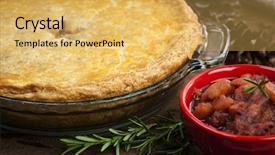  Presentation with meat - Colorful presentation theme enhanced with french canadian - traditional pork meat pie tourtiere backdrop and a  colored foreground