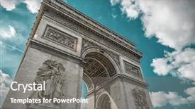  Presentation with paris france - PPT theme featuring french car - arc de triomphe in paris background and a gray colored foreground