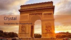  Presentation with paris france - Presentation design featuring french car - arc de triomphe in paris background and a red colored foreground