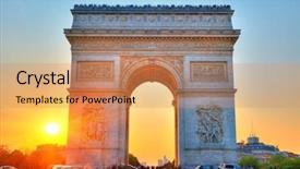  Presentation with paris france - Presentation theme having french car - arch of triumph paris france background and a coral colored foreground