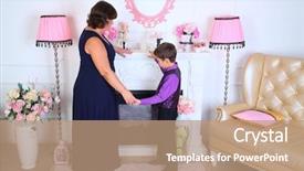  Presentation with mother son flowers - Slides enhanced with french car - mother and son standing near background and a coral colored foreground