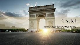  Presentation with paris france - Colorful slide set enhanced with french car - triumphal arch at sunset paris backdrop and a coral colored foreground