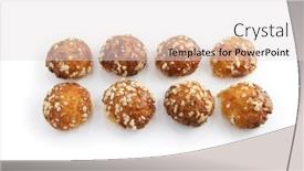  Presentation with pastries - Presentation design enhanced with stuffed school desk with green blackboard in the background full of numbers calculation background and a tawny brown colored foreground