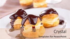  Presentation with french pastry - Slide deck with french choux pastry with cream background and a yellow colored foreground