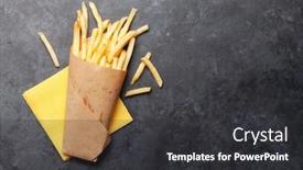  Presentation with french fries - Audience pleasing presentation consisting of french-crispy-potato-fries-top backdrop and a dark gray colored foreground
