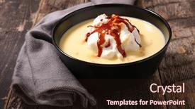  Presentation with french restaurant - Colorful slide set enhanced with french dessert floating island backdrop and a  colored foreground