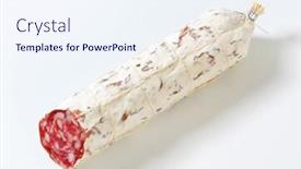  Presentation with mold - Colorful PPT theme enhanced with french dried sausage with white mold backdrop and a sky blue colored foreground