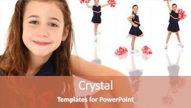  Presentation with euro - Slide deck featuring french euro-american girl cheerleader background and a coral colored foreground