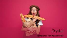  Presentation with lady justice themis statue - Cool new PPT theme with french fashion - amazed attractive brunette lady backdrop and a crimson colored foreground