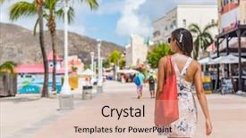  Presentation with holiday destination - Slide set having french fashion - philipsburg st maarten woman tourist background and a lemonade colored foreground