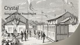  Presentation with journal - Audience pleasing PPT theme consisting of french flag - old illustration of chalons military backdrop and a light gray colored foreground