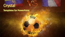  Presentation with france flag - Cool new slide deck with french flag abstract - hot soccer ball in fires backdrop and a tawny brown colored foreground