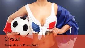  Presentation with flag football girls - Slides consisting of french flag and holding football background and a red colored foreground