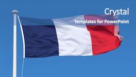  Presentation with blue sky - Presentation theme having french flag drapeau tricolore blowing background and a teal colored foreground