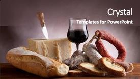  Presentation with cheese - Amazing slide deck having french food - bread parmesan cheese and salami backdrop and a gray colored foreground