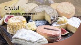  Presentation with cheese - Colorful PPT theme enhanced with french food - cheese plate backdrop and a soft green colored foreground