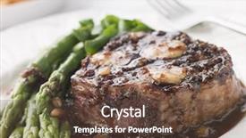  Presentation with texas cattle beef - Beautiful presentation theme featuring french food - fillet of beef bordelaise backdrop and a tawny brown colored foreground