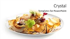  Presentation with food chips - Theme having french food - fish and chips background and a white colored foreground