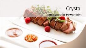  Presentation with duck - Audience pleasing slide set consisting of french food - grilled duck breast covered backdrop and a lemonade colored foreground