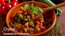  Presentation with ratatouille - Presentation theme featuring french food - ratatouille over spoon on bowl background and a tawny brown colored foreground