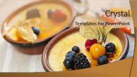  Presentation with sweet - PPT theme featuring french food - sweet creme brulee desserts topped background and a coral colored foreground