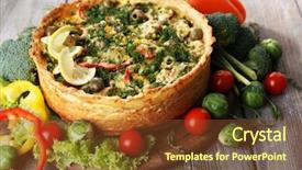  Presentation with cheese pie - Beautiful slides featuring french food - vegetable pie with broccoli peas backdrop and a tawny brown colored foreground