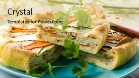  Presentation with cake - Audience pleasing presentation theme consisting of french food - vegetables cake over dish backdrop and a blonde colored foreground