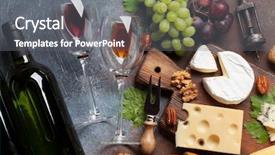  Presentation with wine cheese - Beautiful slides featuring french food - wine cheese grape bread backdrop and a gray colored foreground