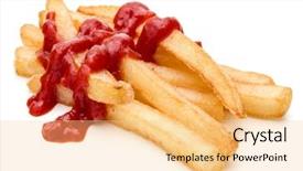  Presentation with french revolution in tourism - Presentation design having french fried potatoes with ketchup background and a lemonade colored foreground