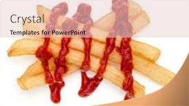  Presentation with isolated paw prints over white - PPT theme enhanced with french-fried-potatoes-with-ketchup background and a lemonade colored foreground