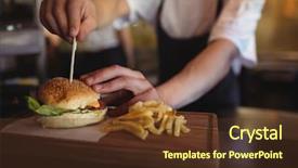  Presentation with burger fries - Colorful PPT layouts enhanced with french fries - close-up of chef placing tooth backdrop and a tawny brown colored foreground