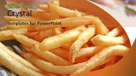  Presentation with snack food - Colorful PPT theme enhanced with french fries a golden fast food meal snack backdrop and a gold colored foreground