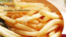  Presentation with snack food - Presentation theme with french fries a golden fast food meal snack background and a yellow colored foreground