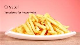  Presentation with french fries - Colorful PPT theme enhanced with french fries and a plate backdrop and a lemonade colored foreground