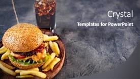  Presentation with burger fries - Theme having french-fries-and-burger background and a dark gray colored foreground