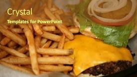  Presentation with french restaurant - PPT layouts consisting of french fries and cheese burger in a restaurant shot at a shallow depth of field focus on the french fries background and a tawny brown colored foreground
