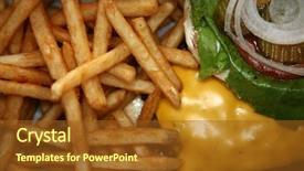  Presentation with french restaurant - Slide deck consisting of french fries and cheese burger background and a tawny brown colored foreground