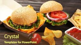  Presentation with burger fries - Cool new PPT theme with french fries and chips backdrop and a tawny brown colored foreground