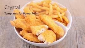  Presentation with nuggets - PPT layouts having french fries and fried chicken nuggets background and a yellow colored foreground