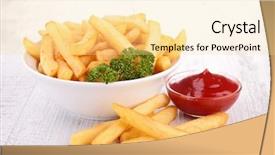  Presentation with ketchup - Presentation design consisting of french fries and ketchup background and a blonde colored foreground