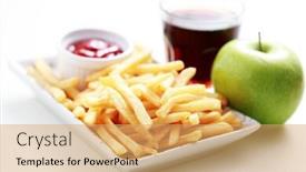  Presentation with french fries - Amazing slide deck having french fries and some apple- food and drink backdrop and a yellow colored foreground