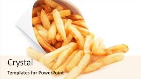  Presentation with potato - Beautiful PPT theme featuring french fries fried potato isolated backdrop and a yellow colored foreground