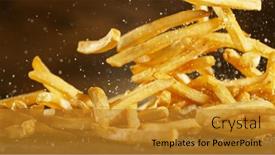  Presentation with brown - Slide set having french-fries-fried-potatoes-flying background and a gold colored foreground